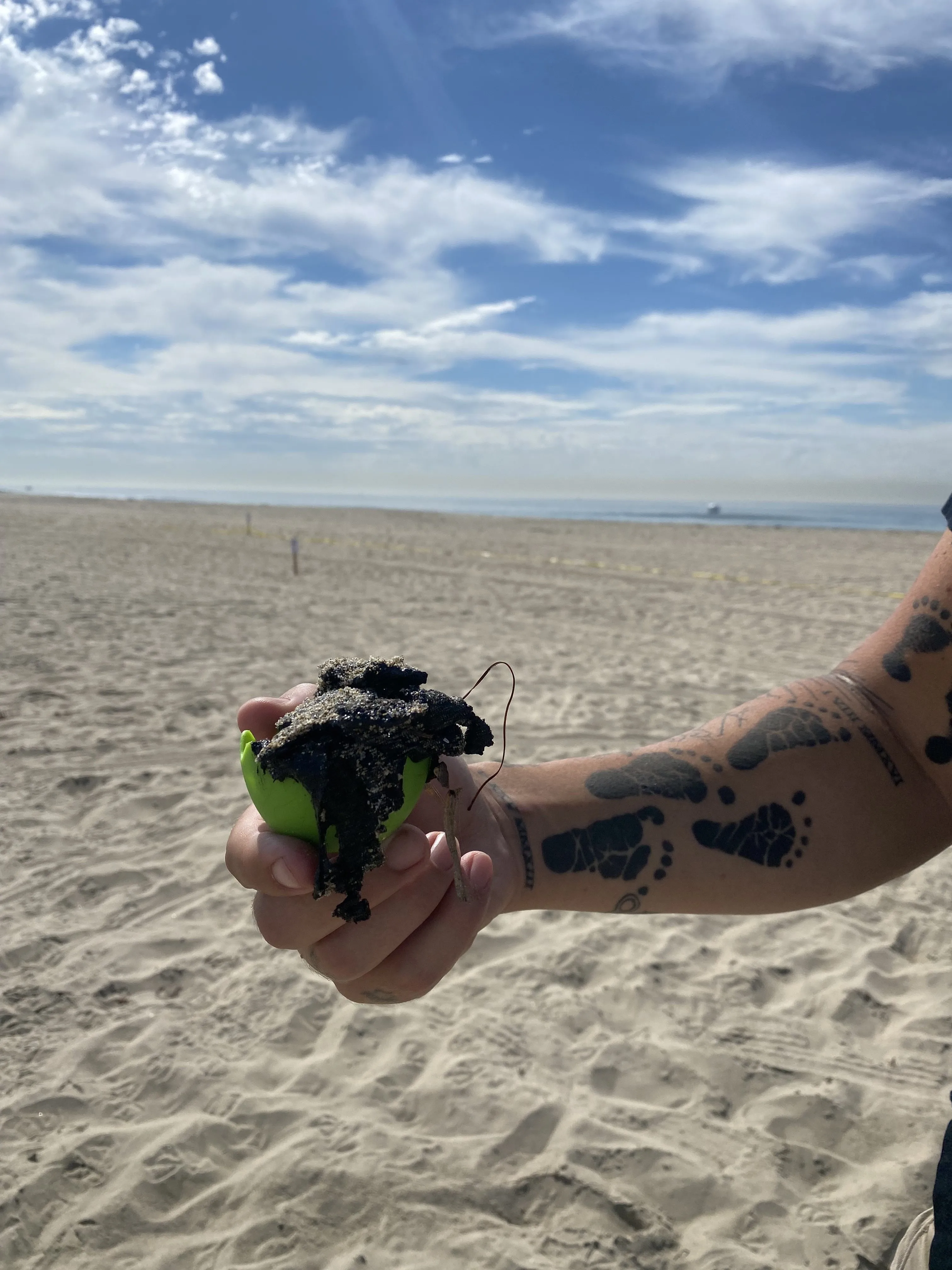 Devastating Pictures of Oil Spill Tar Washed up on Huntington Beach